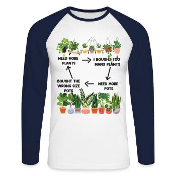 Les amateurs de plantes ont besoin de plus - T-shirt baseball manches longues Homme - blanc/marine - Devant - Nik (191cm)