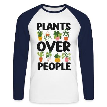 Plant Lover Gardening Plants Over - Unisex Baseballshirt langarm - Weiß/Navy - Vorne - Nik (191cm)