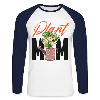 Plant Lover Gardening Plant Mom - Unisex Baseballshirt langarm - Weiß/Navy - Vorne - Nik (191cm)