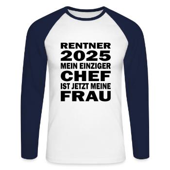 Retirement Pensioner Pension Sole My Wife - Unisex Long Sleeve Baseball T-Shirt - white/navy - Front - Nik (191cm)