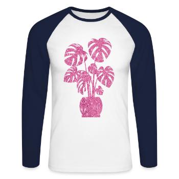 Plant Lover Gardening Diamond - Unisex Baseballshirt langarm - Weiß/Navy - Vorne - Nik (191cm)