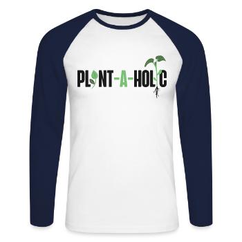 Plant Lover Gardening - Unisex Baseballshirt langarm - Weiß/Navy - Vorne - Nik (191cm)