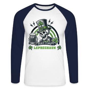 Leprechaun à temps partiel Fête de la Saint-Patrick - T-shirt baseball manches longues Homme - blanc/marine - Devant - Nik (191cm)