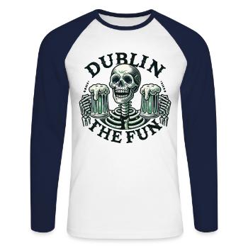 Sankt Patricks Tag Dublin The Fun - Unisex Baseballshirt langarm - Weiß/Navy - Vorne - Nik (191cm)