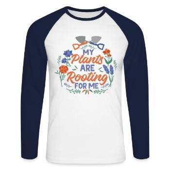 Plant Lover Gardening Pun My - Unisex Long Sleeve Baseball T-Shirt - white/navy - Front - Nik (191cm)