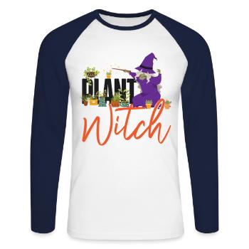 Plant Lover Gardening Halloween - Unisex Long Sleeve Baseball T-Shirt - white/navy - Front - Nik (191cm)