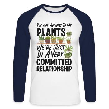 Plant Lover Gardening I'm Not - Unisex Baseballshirt langarm - Weiß/Navy - Vorne - Nik (191cm)