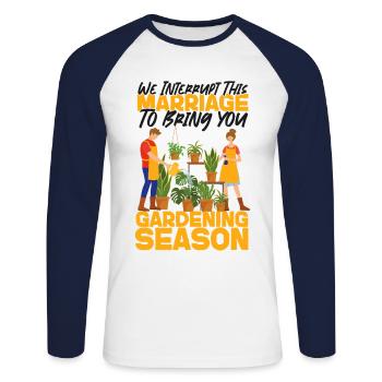 Amoureux des plantes Jardinage Mari Femme - T-shirt baseball manches longues Homme - blanc/marine - Devant - Nik (191cm)