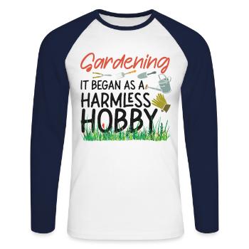 Plant Lover Gardening Gardening It - Unisex Baseballshirt langarm - Weiß/Navy - Vorne - Nik (191cm)