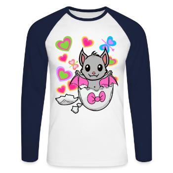 Chauve-souris Chauves-souris Enfant Enfants Bébé Oeuf Naissance - T-shirt baseball manches longues Homme - blanc/marine - Devant - Nik (191cm)