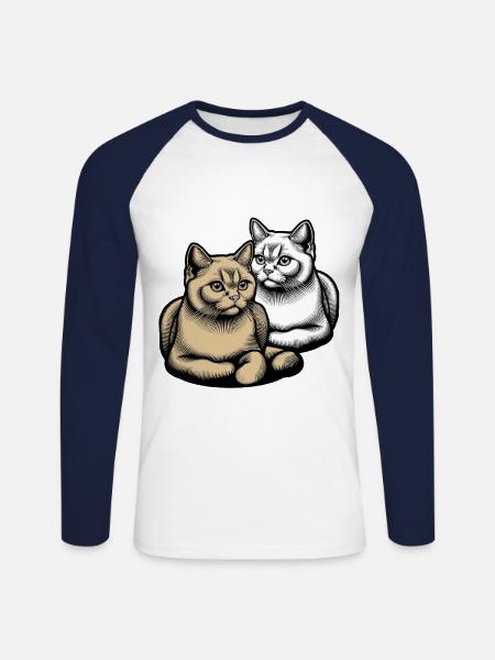 Kat Kat Dyreelsker - Langærmet herre-baseballshirt - hvid/marineblå