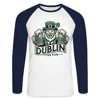 St. Patrick's Day Dublin The Fun Leprechaun - Unisex Baseballshirt langarm - Weiß/Navy - Vorne - Nik (191cm)