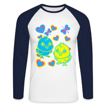 Chick Easter Child Kids - Unisex Long Sleeve Baseball T-Shirt - white/navy - Front - Nik (191cm)