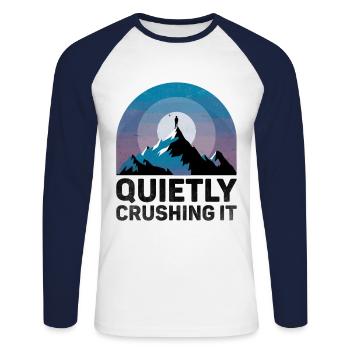 Quietly Crushing It Sayings For Introverts - Unisex Long Sleeve Baseball T-Shirt - white/navy - Front - Nik (191cm)