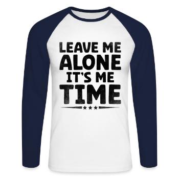 Laissez-moi tranquille C’est moi le temps de dicter pour les introvertis - T-shirt baseball manches longues Homme - blanc/marine - Devant - Nik (191cm)