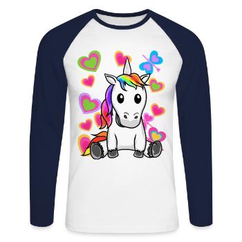 Licorne Licornes Enfants Enfant - T-shirt baseball manches longues Homme - blanc/marine - Devant - Nik (191cm)