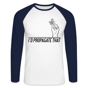 Plant Lover Gardening I'd - Unisex Baseballshirt langarm - Weiß/Navy - Vorne - Nik (191cm)