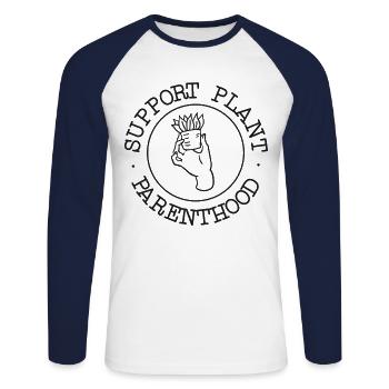Plant Lover Gardening Support - Unisex Baseballshirt langarm - Weiß/Navy - Vorne - Nik (191cm)