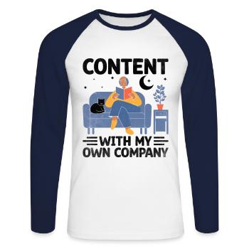 Content With My Own Company Sayings For Introverts - Unisex Long Sleeve Baseball T-Shirt - white/navy - Front - Nik (191cm)