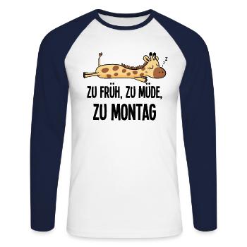 Giraffe too early to sleep on Monday morning grouch - Unisex Long Sleeve Baseball T-Shirt - white/navy - Front - Nik (191cm)