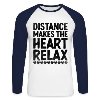 La distance fait détendre le cœur Dictons pour - T-shirt baseball manches longues Homme - blanc/marine - Devant - Nik (191cm)