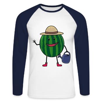 Melon Gardener Farmer Hobby Gardener - Unisex Long Sleeve Baseball T-Shirt - white/navy - Front - Nik (191cm)