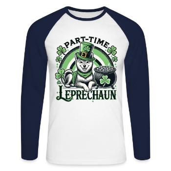 Chien lutin à temps partiel Fête de la Saint-Patrick - T-shirt baseball manches longues Homme - blanc/marine - Devant - Nik (191cm)