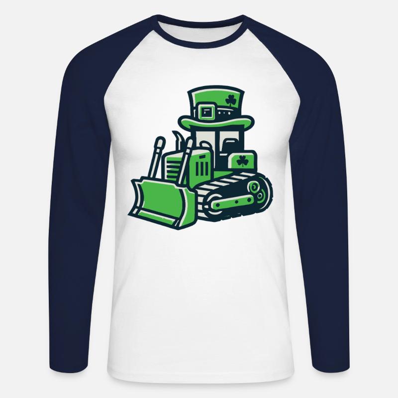 St. Patrick's Day Bagger Glücksbringer - Unisex Baseballshirt langarm - Weiß/Navy