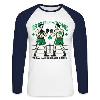 St. Patrick's Day Irish to the Bone - Unisex Long Sleeve Baseball T-Shirt - white/navy - Front - Nik (191cm)