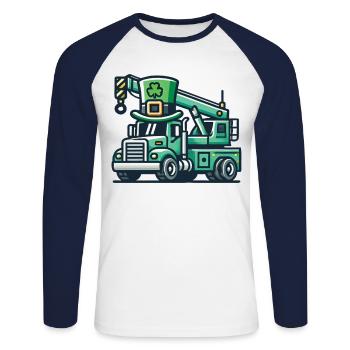Saint-Patrick Véhicule de construction Enfants Fun - T-shirt baseball manches longues Homme - blanc/marine - Devant - Nik (191cm)