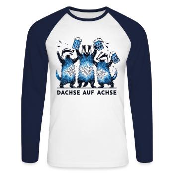 Dachse Auf Achse Party Freunde Crew - Unisex Baseballshirt langarm - Weiß/Navy - Vorne - Nik (191cm)