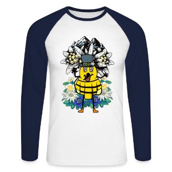 Biene Tirol Tiroler Honik Imker Blume Berge Berg - Unisex Baseballshirt langarm - Weiß/Navy - Vorne - Nik (191cm)