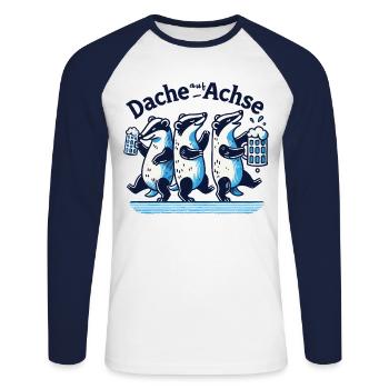 Dachse Auf Achse Party Spaß Freunde - Unisex Baseballshirt langarm - Weiß/Navy - Vorne - Nik (191cm)
