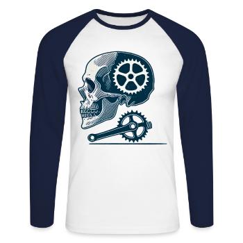 Bicycle Skeleton Sprocket Cycling - Unisex Long Sleeve Baseball T-Shirt - white/navy - Front - Nik (191cm)