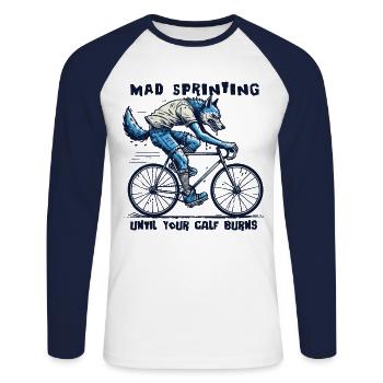Mad Sprinting Fahrrad Bis Deine Waden Brennen - Unisex Baseballshirt langarm - Weiß/Navy - Vorne - Nik (191cm)