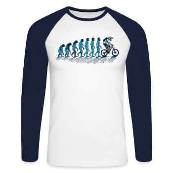 Evolution Mensch Zum Fahrradfahrer - Unisex Baseballshirt langarm - Weiß/Navy - Vorne - Nik (191cm)
