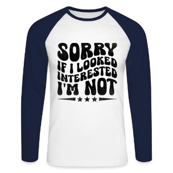 Tut mir leid, wenn ich interessiert gesucht habe, ich bin nicht sarkastisch - Unisex Baseballshirt langarm - Weiß/Navy - Vorne - Nik (191cm)
