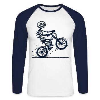 Funny Bicycle Skeleton Biker for - Unisex Long Sleeve Baseball T-Shirt - white/navy - Front - Nik (191cm)