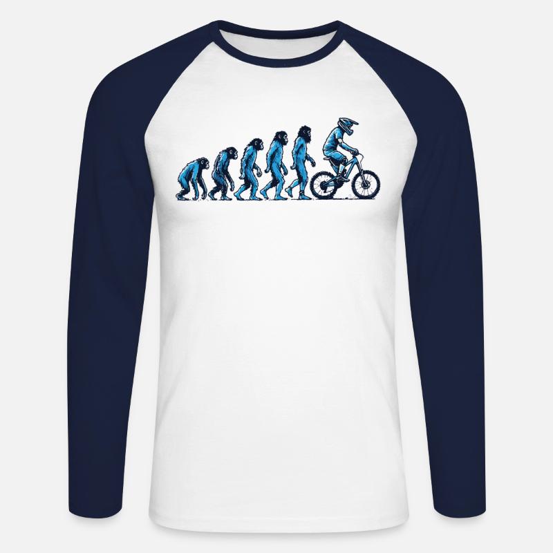 Evolution Vom Affen Zum Fahrradfahrer - Unisex Baseballshirt langarm - Weiß/Navy