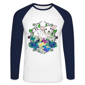 Easter Lamb Lambs Easter Children Child Sheep - Unisex Long Sleeve Baseball T-Shirt - white/navy - Front - Nik (191cm)