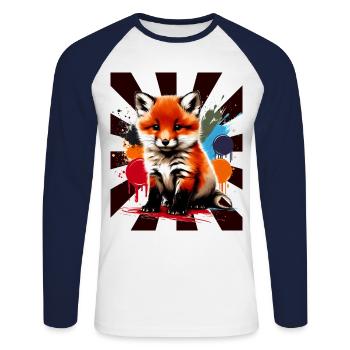 Fuchs Füchse Kinder Kind - Unisex Baseballshirt langarm - Weiß/Navy - Vorne - Nik (191cm)