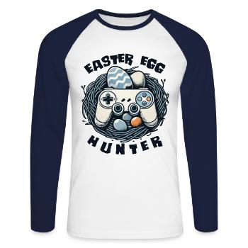 Easter Egg Hunter Gaming Controller Nest - Unisex Baseballshirt langarm - Weiß/Navy - Vorne - Nik (191cm)