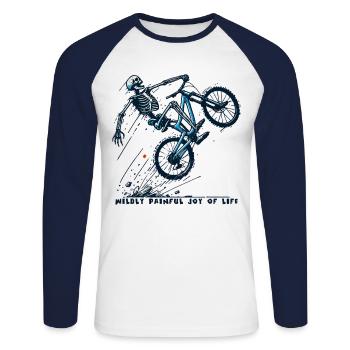 Vélo Follement Douloureux Joie De Vivre - T-shirt baseball manches longues Homme - blanc/marine - Devant - Nik (191cm)