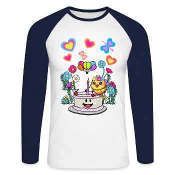 Birthday Chick Kids Child Baby Birth Retro - Unisex Long Sleeve Baseball T-Shirt - white/navy - Front - Nik (191cm)
