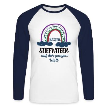 Bester Stiefvater Der Welt Bonus Papa Stiefpapa - Unisex Baseballshirt langarm - Weiß/Navy - Vorne - Nik (191cm)