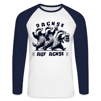 Dachse Auf Achse Party Crew Spaß - Unisex Baseballshirt langarm - Weiß/Navy - Vorne - Nik (191cm)