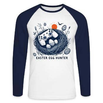 Gaming Osterei Jäger Controller Spaß - Unisex Baseballshirt langarm - Weiß/Navy - Vorne - Nik (191cm)