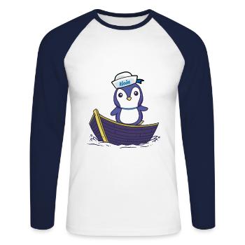 Enfant Enfants Bateau Marin Marin Pingouin - T-shirt baseball manches longues Homme - blanc/marine - Devant - Nik (191cm)