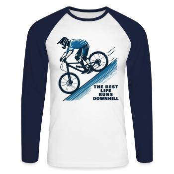 Bike Downhill Life Best Ride - Unisex Long Sleeve Baseball T-Shirt - white/navy - Front - Nik (191cm)