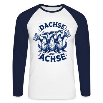 Dachse Auf Achse Party Crew Spaß - Unisex Baseballshirt langarm - Weiß/Navy - Vorne - Nik (191cm)